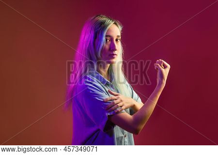 Future Of Feminist Movement Cyberpunk Activist. Strong Hispanic Superwoman Gender Equality