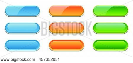 User Interface Colorful Buttons Set. Colorful Glossy Buttons Set. Vector Illustration