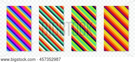 Set Of Abstract Striped Line Background. Vector Illustration