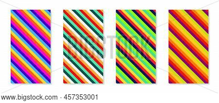 Set Of Abstract Striped Line Background. Vector Illustration