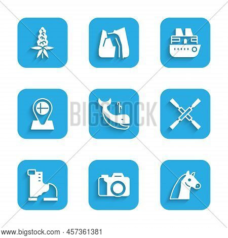 Set Whale, Photo Camera, Horse, Oars Paddles Boat, Winter Warm Boot, Location Flag Iceland, Cruise S
