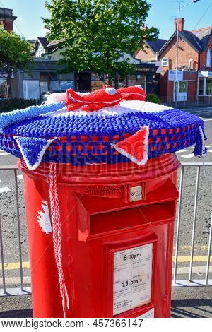 Prestatyn, Uk. Jun 22, 2022. A Yarn Bombing On A Post Box  Is Seen Here On Meliden Road In The North