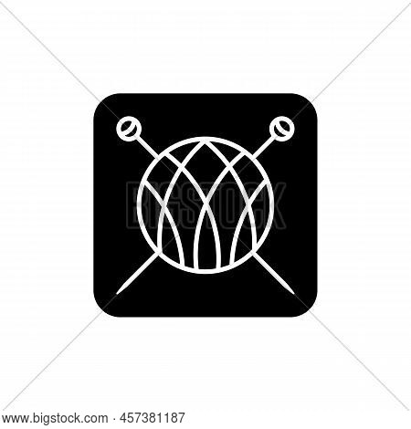 Knitting Needles And A Ball Of Thread. Simple Minimal Icon And Logo Design. Vector Illustration On W