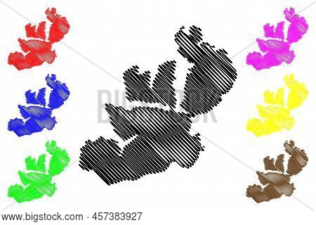 Kvaloya Island (kingdom Of Norway) Map Vector Illustration, Scribble Sketch Tromso Or Sallir Map