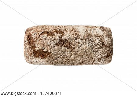 Bread Top View Cut Out. Freshly Backed Bread Isolated On White Background. Fresh Organic Loaf.