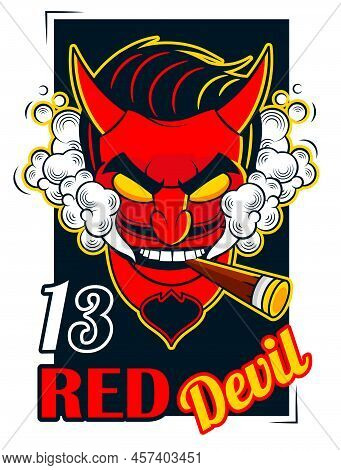 Rockabilly Devil Tattoo Vector Illustration In Full
