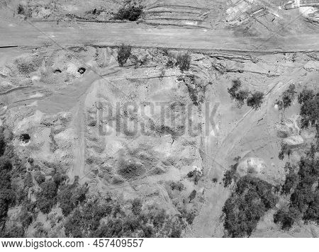Looking Down At Patterns In The Landscape Around Copperfield Queensland Australia