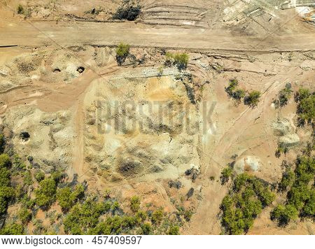 Looking Down At Patterns In The Landscape Around Copperfield Queensland Australia