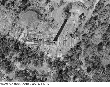 Looking Down Onto Copperfield Chimney Restored As A Tourist Attraction. All That Is Left Of The Copp