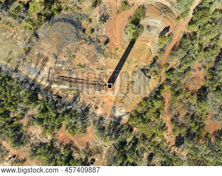 Looking Down Onto Copperfield Chimney Restored As A Tourist Attraction. All That Is Left Of The Copp