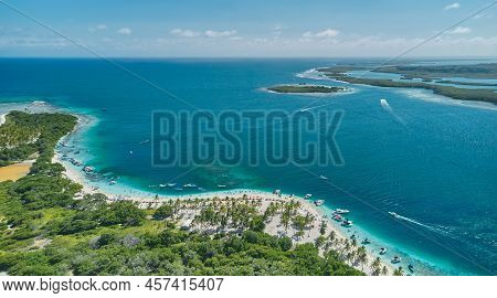 Caribbean Island Paradisiacal - Cayo Sombrero - Morrocoy, Venezuela. Aerial View.