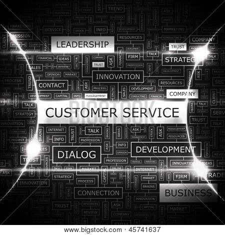 SERVICE À LA CLIENTÈLE. Illustration de concept mot nuage.