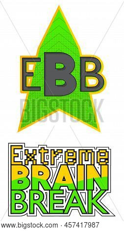 Superhero Coat Of Arms Showing Extreme Brain Break Icon. Colorful Comic Book Style Vector Illustrati