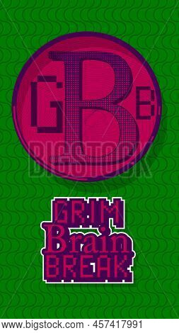 Superhero Coat Of Arms Showing Grim Brain Break Icon. Colorful Comic Book Style Vector Illustration.