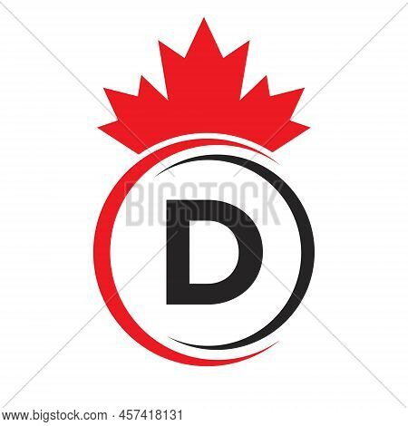 Letter D Maple Leaf Logo Template Symbol Of Canada. Minimal Canadian Business, Company Logo Concept 