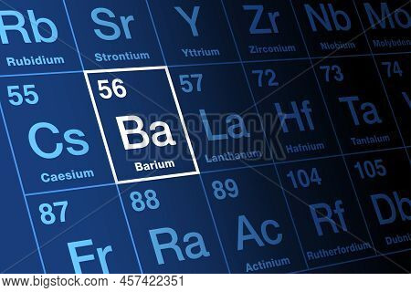Barium, On Periodic Table Of The Elements. Alkaline Earth Metal, With Symbol Ba, And Atomic Number 5