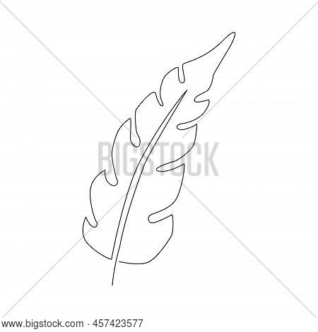 One Line Drawing Vector Leaf. Minimal Art.