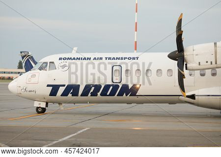 Otopeni, Romania - June 26, 2022: Tarom Airline Plane On The Henri Coanda Airport.
