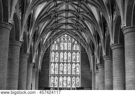 Tewkesbury.gloucestershire.united Kingdom.june 2nd 2022.view Of A Stained Glass Window Inside Tewkes