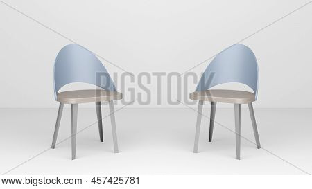 An Abstract Scene With Chairs Standing Next To Each Other. A Platform For Negotiations. Two Chairs W