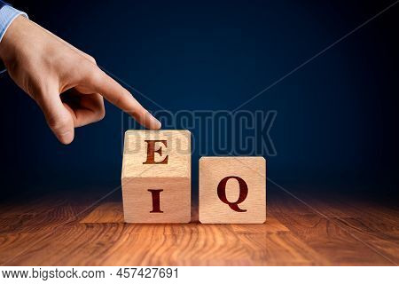 Emotional Intelligence Versus Logical Intelligence (eq Versus Iq) Concept. Person Replace Iq With Eq
