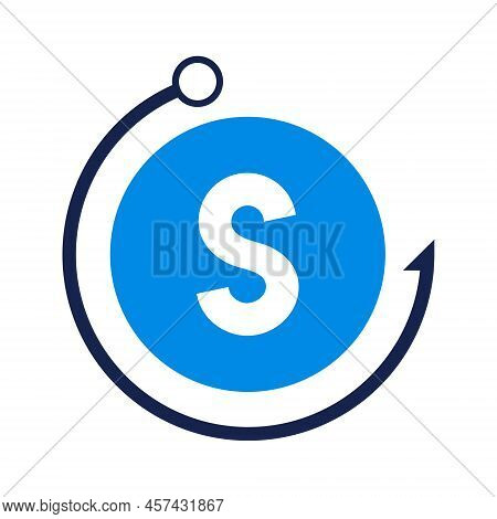 Letter S Fishing Logo Design Template. Fishing Club Logo On Letter S Concept
