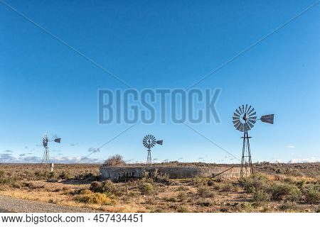 Landscape On Road R63 Between Victoria West And Loxton In The Northern Cape Province. Three Water-pu