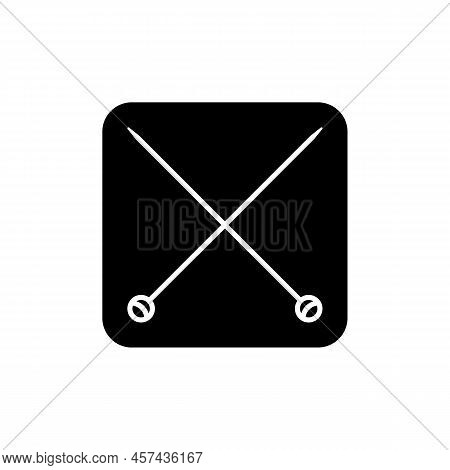 Crossed Knitting Needles. Simple Minimal Icon And Logo Design. Vector Illustration On White Backgrou