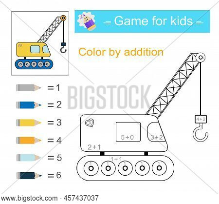 Color By Addıtion. Math Activity For Chıldren. Developing Numeracy Skills. Number Range Up To 10. Ve
