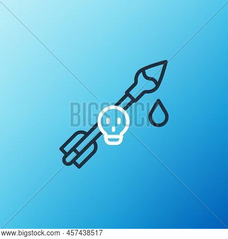 Line Poison On The Arrow Icon Isolated On Blue Background. Poisoned Arrow. Colorful Outline Concept.