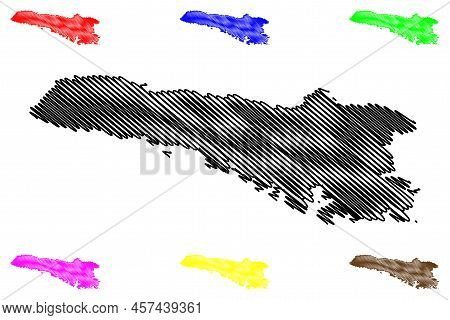 Lampedusa Island (pelagie Islands, Italian Republic, Italy) Map Vector Illustration, Scribble Sketch