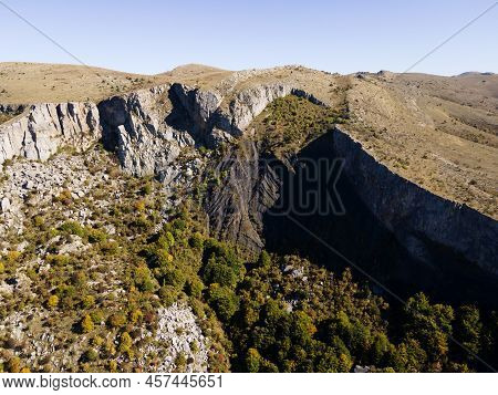 Aerial View Of Rock Formation Stolo At Ponor Mountain, Balkan Mountains, Bulgaria
