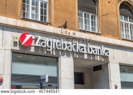 Zagreb, Croatia - June 2, 2022: Logo Of Largest Bank In Croatia Zagrebacka Banka. Bank Owned By Unic
