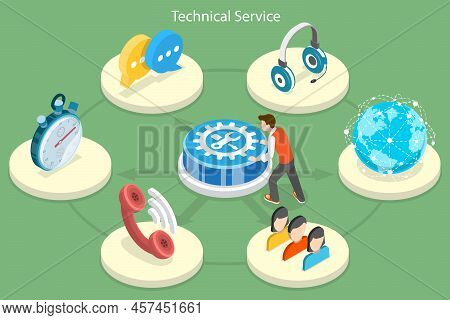 3d Isometric Flat Vector Conceptual Illustration Of Technical Support Service, Client Assistance