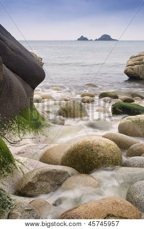 Gyönyörű táj, Porth Nanven Beach Cornwall Anglia