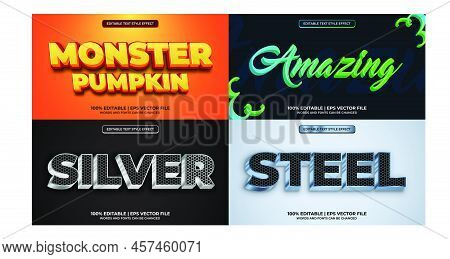 Bundle Of Editable Text Effect Design Vector. Set Of Editable Text Effect Design. Modern Editable Te