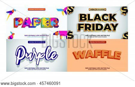 Bundle Of Editable Text Effect Design Vector. Set Of Editable Text Effect Design. Modern Editable Te
