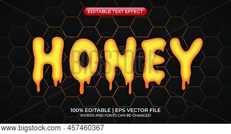 Honey - Editable Text Effect. Font Style. Editable Text Effect. Honey Text Effect With Honeycomb Pat