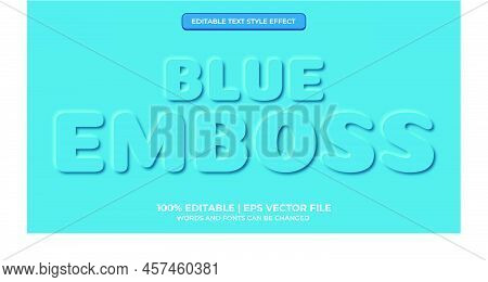 Neomorphic Text Effect. Neomorphisme Emboss 3d Simple Blue Modern Editable Text Effect