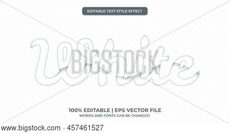 3d White Embossed Vector Text Style Effect, Editable Text Effect
