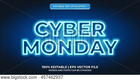 Cyber Monday Neon Light Typography Premium Editable Text Effect. Cyber Monday Futuristic Techno Text