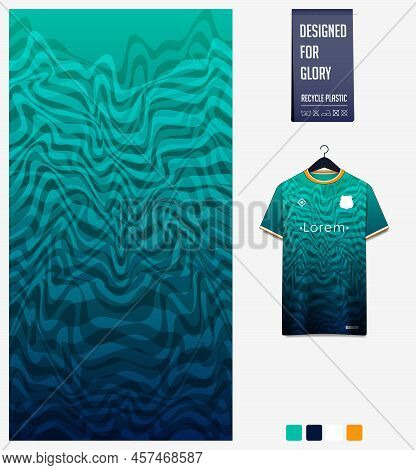 Soccer Jersey Pattern Design. Fluid Stains Pattern On Blue Background For Soccer Kit, Football Kit, 