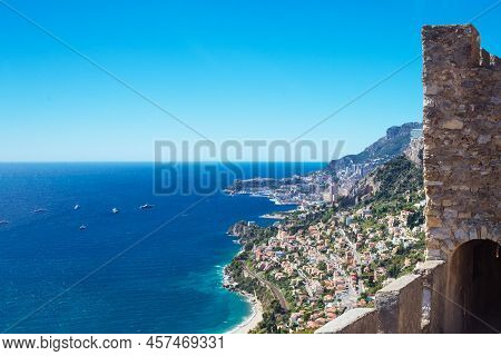 View Of The Sea And The Cote D'azur From The Fortress Of The Ancient Castle In Roquebrune-cap-martin
