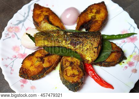 Fried Hilsa Fish On Kitchen