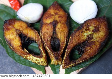 Fried Hilsa Fish On Kitchen