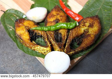 Fried Hilsa Fish On Kitchen