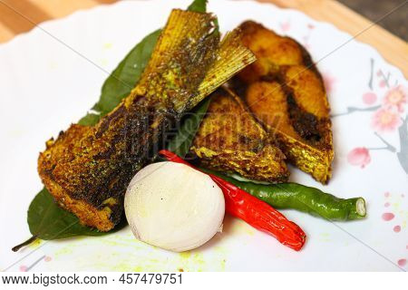 Fried Hilsa Fish On Kitchen