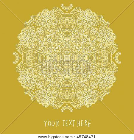 Vintage mandala element. Stilfuld vektor kort i ocker farver