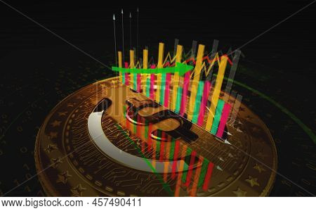 Usdc Usd Coin Stablecoin Cryptocurrency Golden Coin 3D Illustration