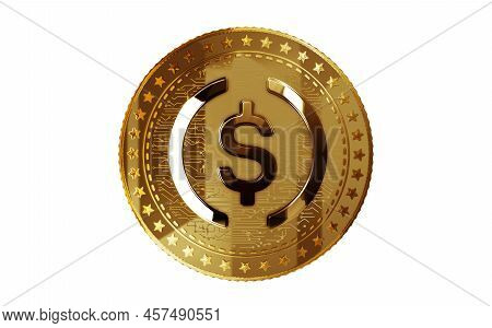 Usdc Usd Coin Stablecoin Cryptocurrency Golden Coin 3D Illustration